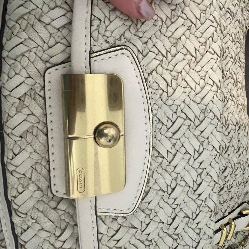Coach Cream Woven Handbag - Picture 5 of 16